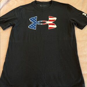 Under Armour Men's Black Tee with Flag Logo